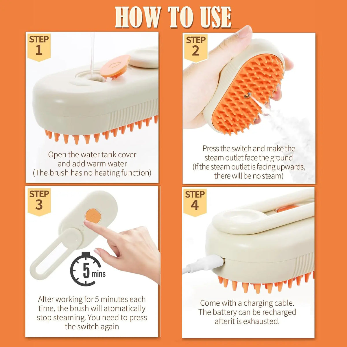 3-in-1 Steam Grooming Brush